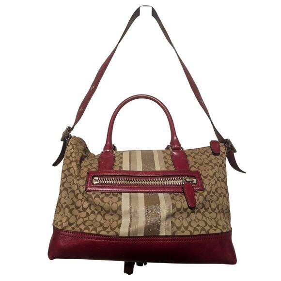COACH LEGACY Red/Khaki Jacquard Signature Stripe Molly Two way Satchel 21154 - Picture 3 of 13